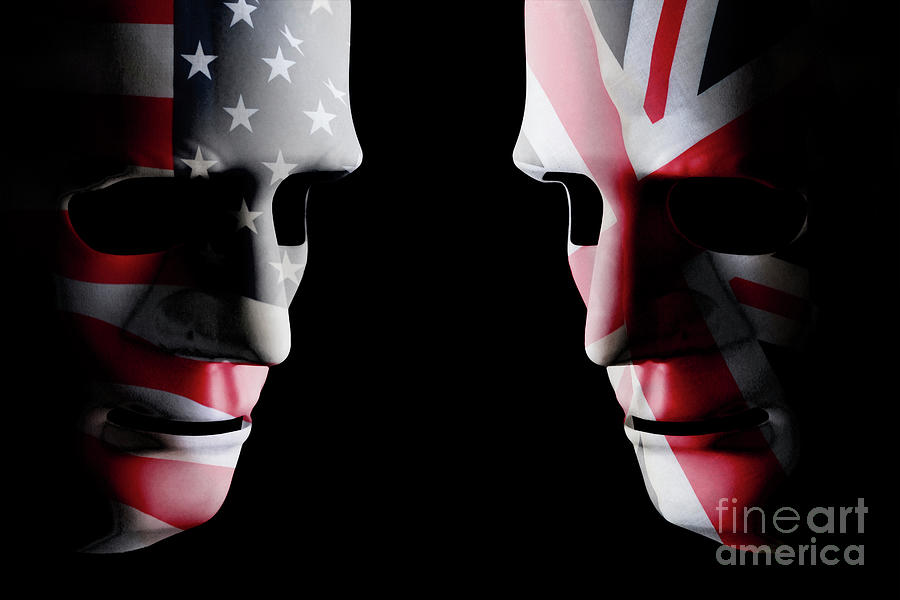 USA and GB head to head flag faces Digital Art by Simon Bratt