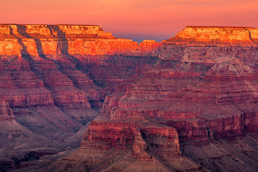 Usa, Arizona, Grand Canyon National Park, Colorado River, Colorado Plateau, Grand Canyon, Grand Canyon At Sunset Seen From Yavapai Point Digital Art by Jan Miracky