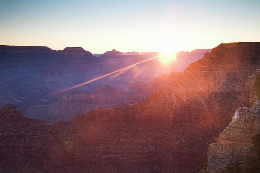 Usa, Arizona, Grand Canyon, Sun Rising Photograph by Buena Vista Images