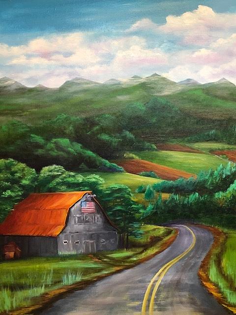 USA Barn Painting by Michell Givens