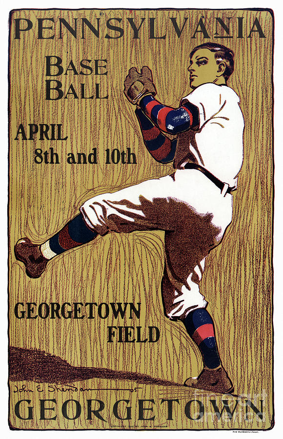 USA Baseball Vintage Poster Restored Drawing by Vintage Treasure
