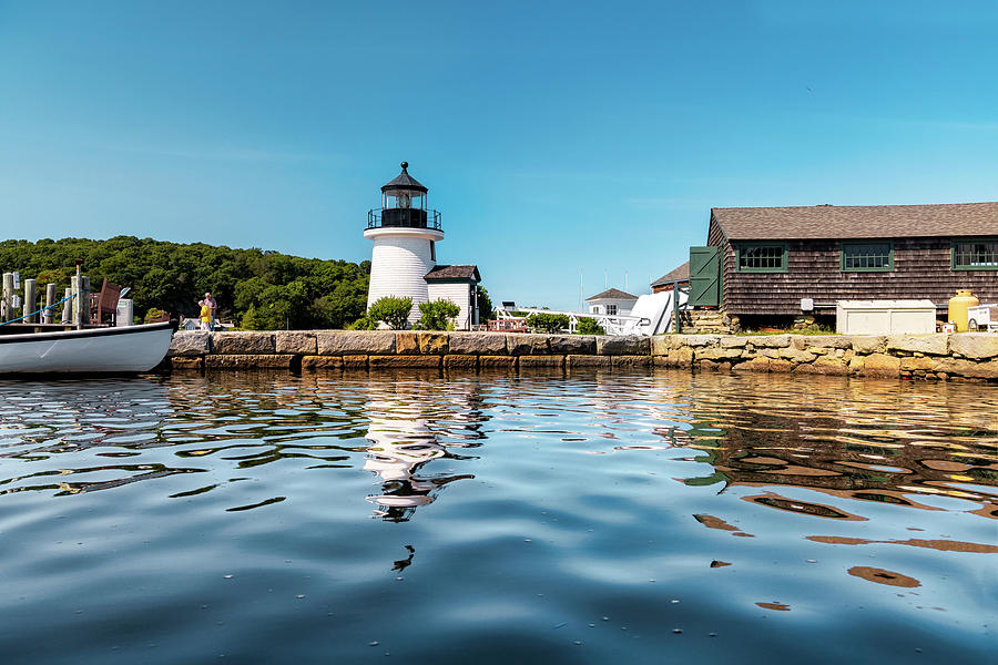 Summer Digital Art - Usa, Connecticut, Mystic Seaport Museum, Sentinels Of The Sea Lighthouse by Claudia Uripos