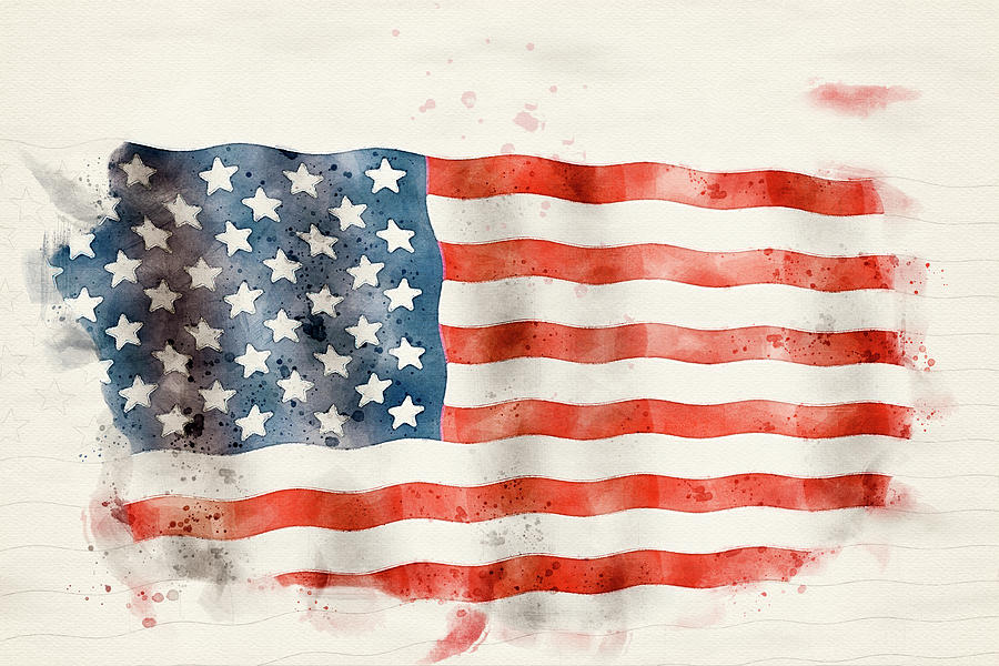 USA flag in watercolor painting Painting by Ole Schwander - Pixels