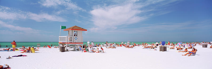 Summer Photograph - Usa, Florida, Siesta Key Beach, Group by Panoramic Images