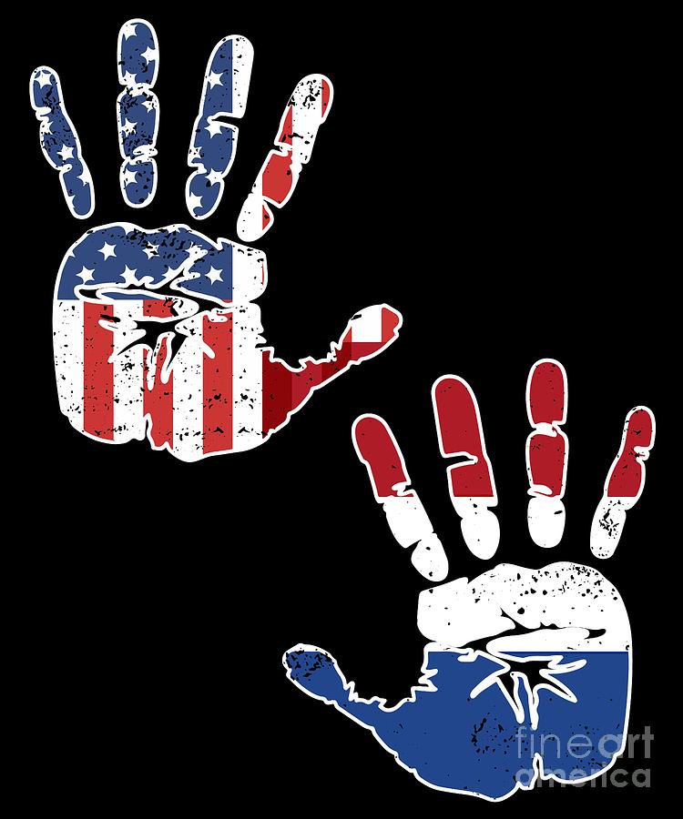 USA Holland Handprint Flag Proud Dutch American Heritage Biracial American Roots Culture Descendents Digital Art by Martin Hicks
