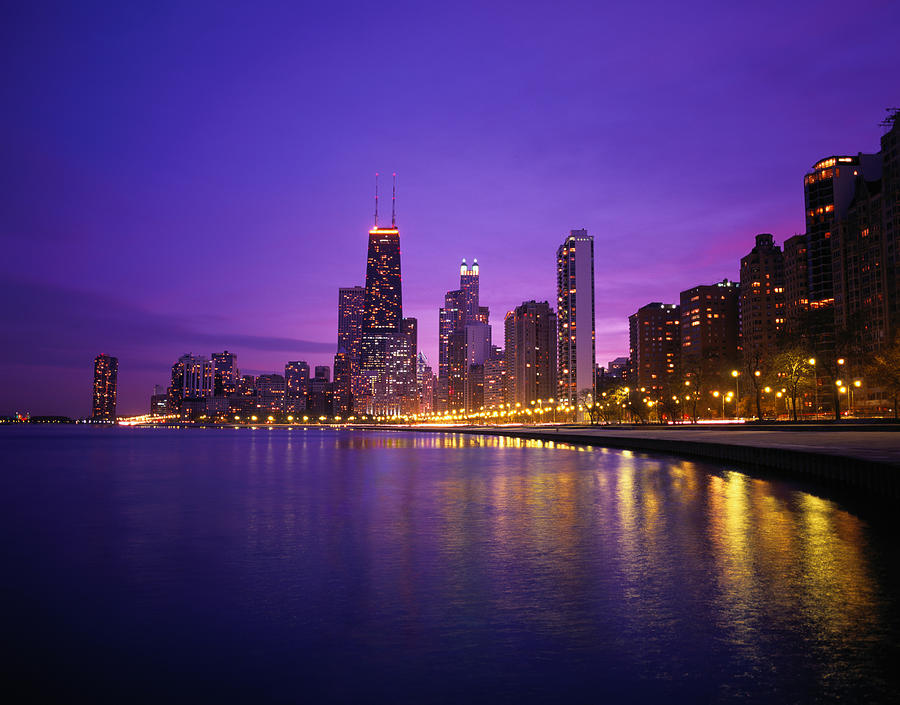 Usa, Illinois, Chicago Skyline And Lake Photograph by Robert Glusic