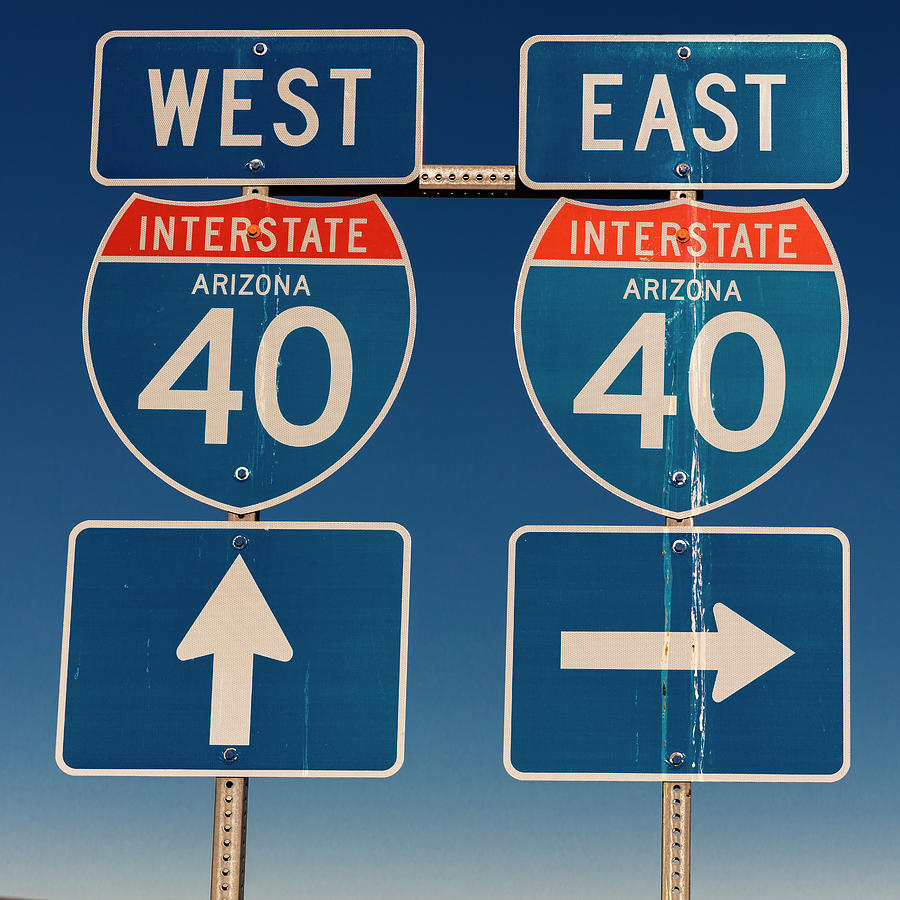 Usa - Interstate 40 Sign Points To East Photograph by Panoramic Images ...