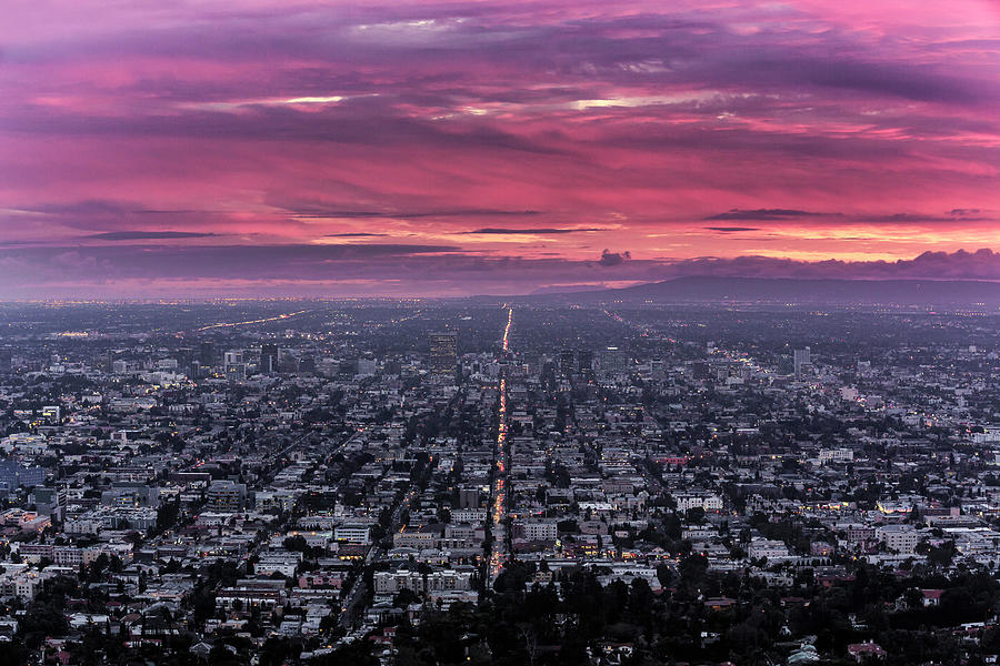 City Of Angels Digital Art - Usa, Los Angeles, Sunset by Brook Mitchell