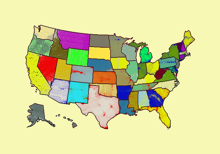 Usa Map Mixed Media By Artguru Official Maps Fine Art America 3357