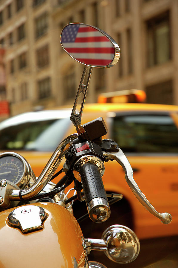 Usa, New York, Wall Street, Motor Bike Photograph by Thierry Dosogne