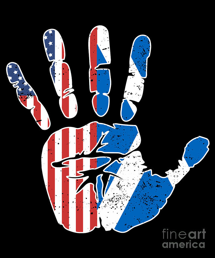USA Scotland Handprint Flag Proud Scottish American Heritage Biracial American Roots Culture Descendents Digital Art by Martin Hicks