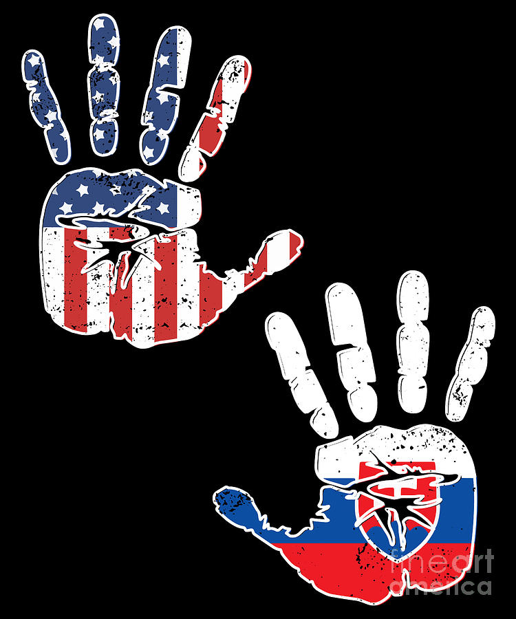 USA Slovenia Handprint Flag Proud Slovenian American Heritage Biracial American Roots Culture Descendents Digital Art by Martin Hicks