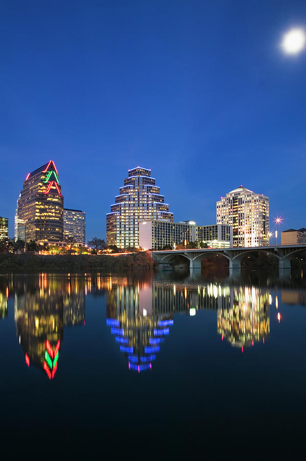 Usa, Texas, Austin Skyline Evening Photograph by Walter Bibikow