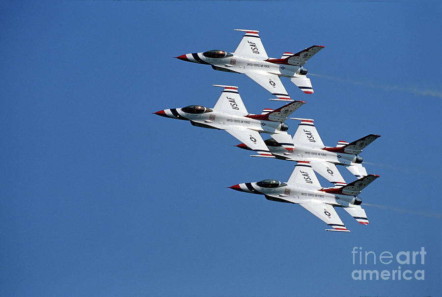 Usaf Thunderbirds Diamond Formation Flight Photograph By Wernher Krutein