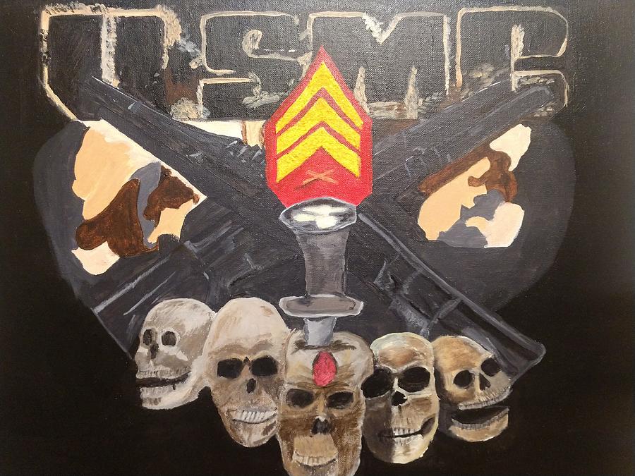Usmc Painting by April Clay