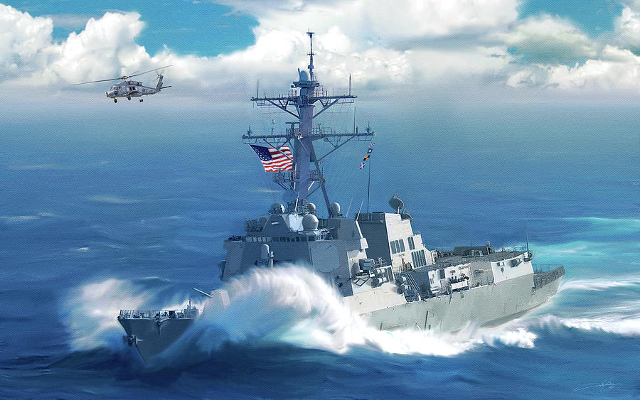 Navy Digital Art - USN Destroyer by Dale Jackson