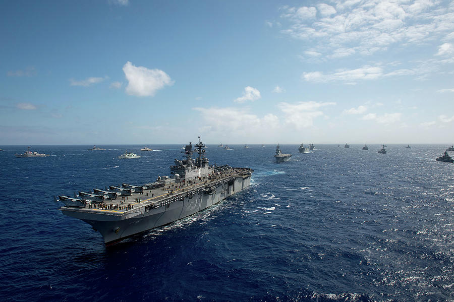 Uss America Leads A Fleet Of Navy Ships Photograph by Stocktrek Images ...