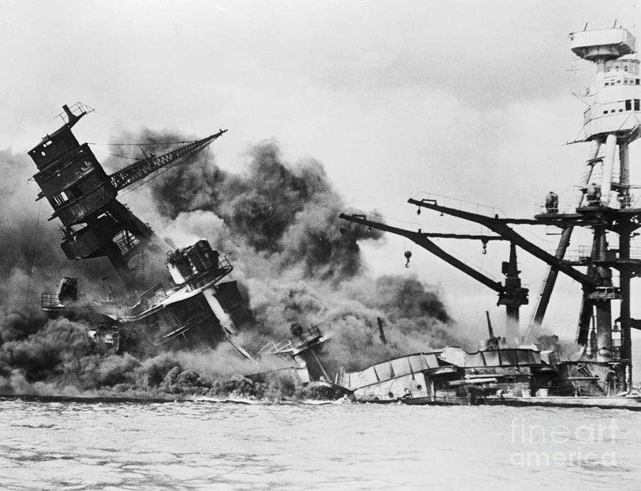 Uss Arizona Mortally Wounded And Sinking Photograph by Bettmann