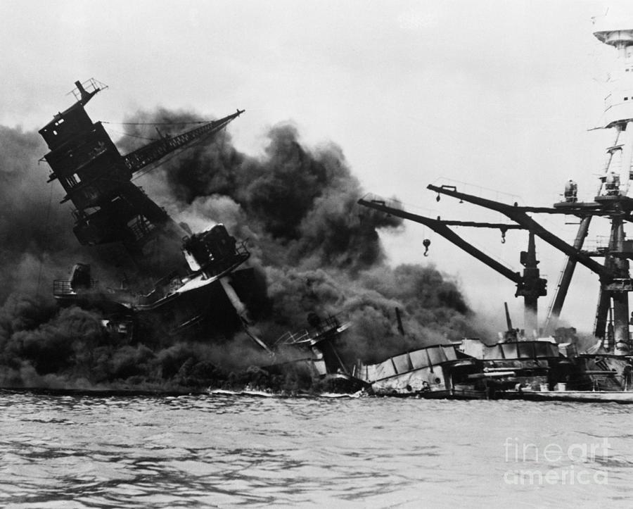 Uss Arizona Sinking In Pearl Harbor Photograph by Bettmann