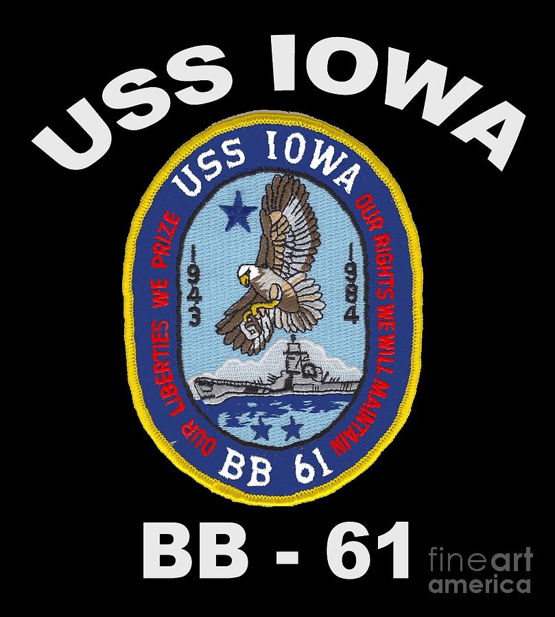 USS Iowa Logo for Dark Colors Digital Art by Nikki Sandler