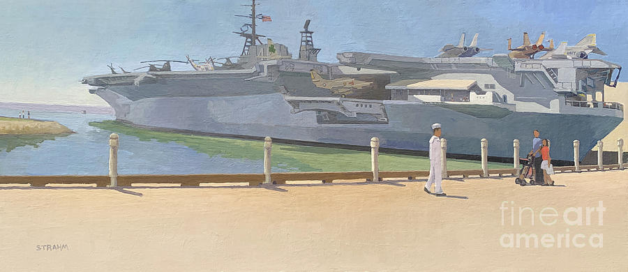 USS Midway San Diego California Painting by Paul Strahm