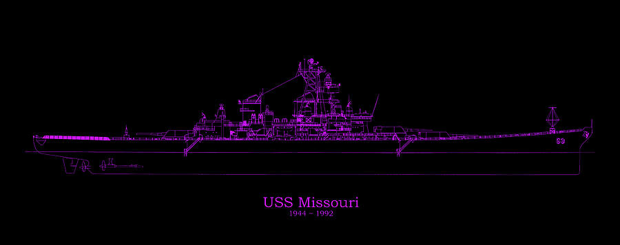 USS Missouri ship plans Digital Art by StockPhotosArt Com - Fine Art ...