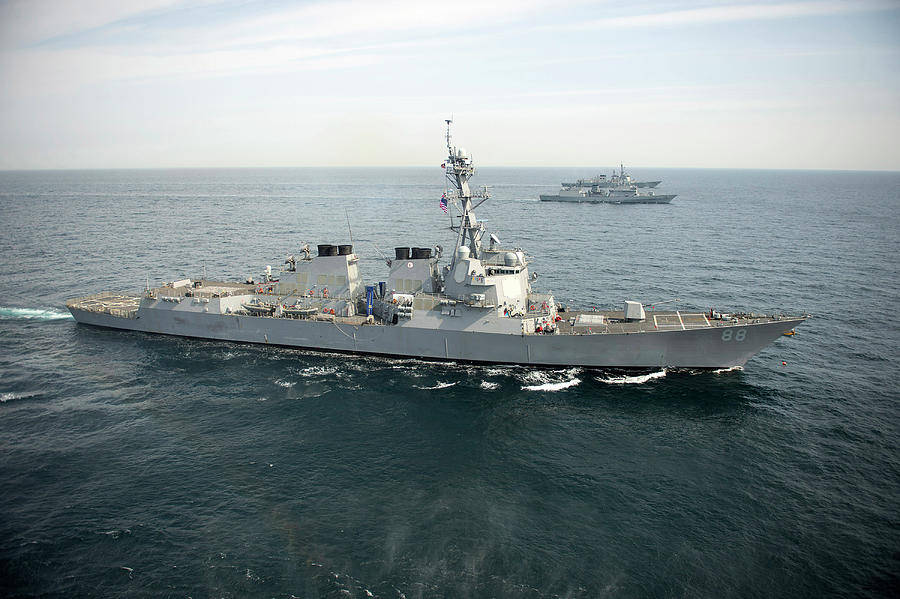 Uss Preble Is Underway In Formation Photograph by Stocktrek Images ...