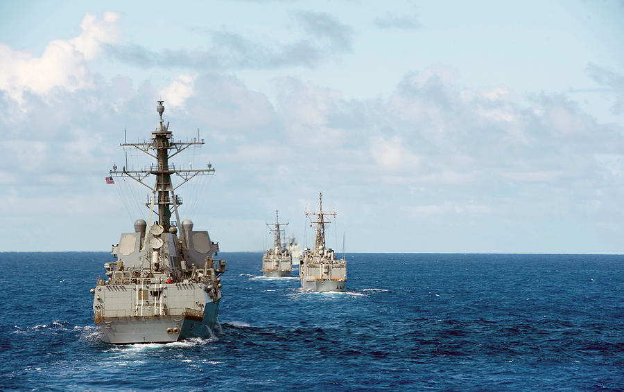 Uss Sampson Maneuvers Into Formation Photograph by Stocktrek Images ...