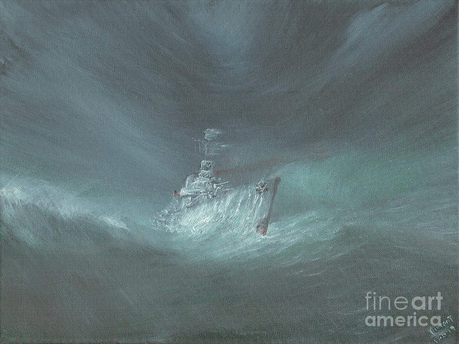 Uss Warrington Lost In Hurricane Off Bahamas September 13th 1944 Painting by Vincent Alexander Booth