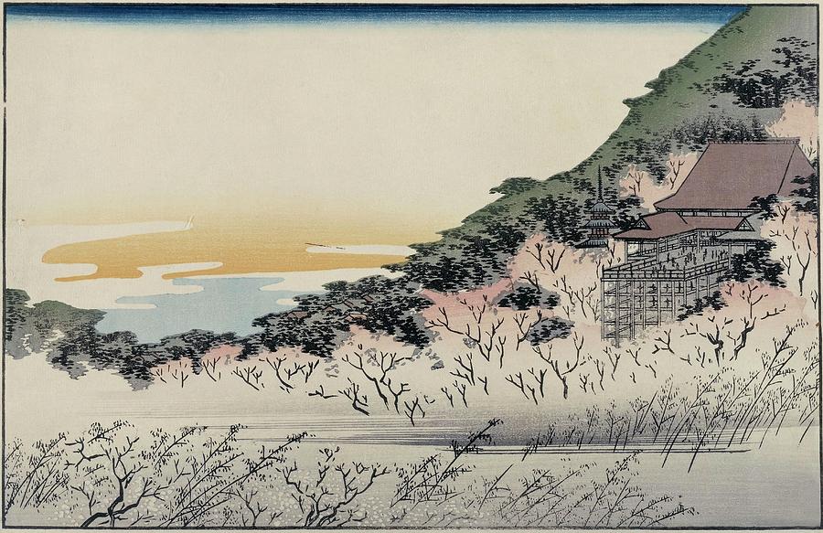 Utagawa Hiroshige -Copy- / Landscape -Kiyomizudera-, ca. 1834, 20th century, Japanese School. Drawing by Utagawa Hiroshige -1797-1858-