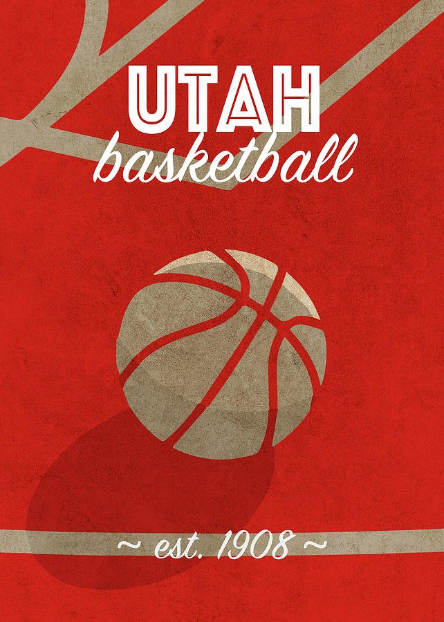Basketball Mixed Media - Utah College Basketball Retro Vintage University Poster Series by Design Turnpike