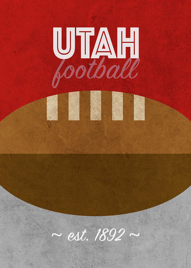 Football Mixed Media - Utah Football College Sports Retro Vintage Poster by Design Turnpike