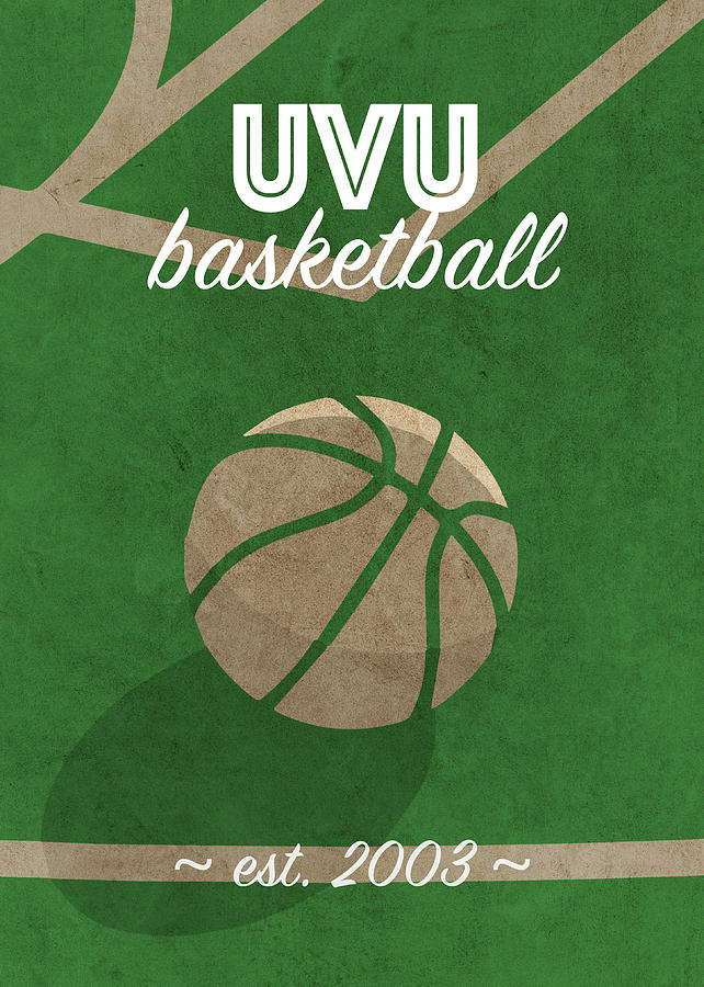 Basketball Mixed Media - Utah Valley College Basketball Retro Vintage University Poster Series by Design Turnpike