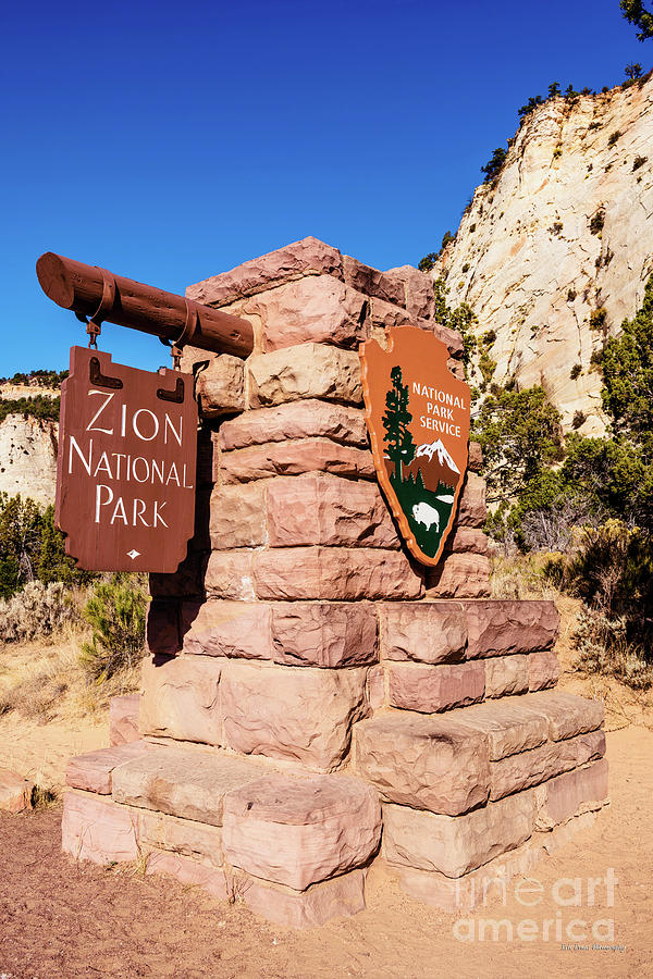 Utah Zion National Park Entrance Sign Photograph by Aloha Art