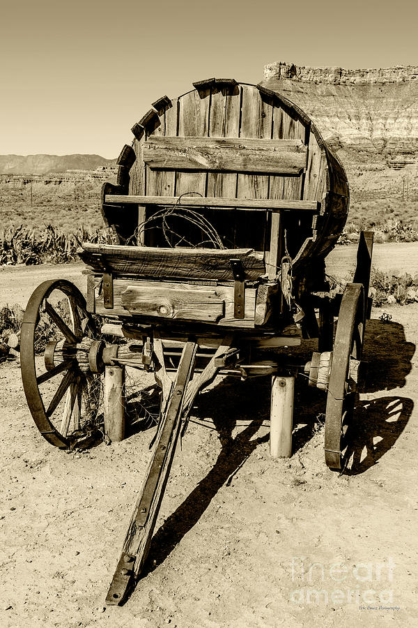 Utah Zion National Park Vintage Wagon Sepia Photograph by Aloha Art
