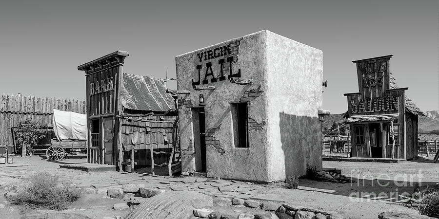 Utah Zion National Park Vintage Western Town Black and White 2 to 1 Ratio Photograph by Aloha Art