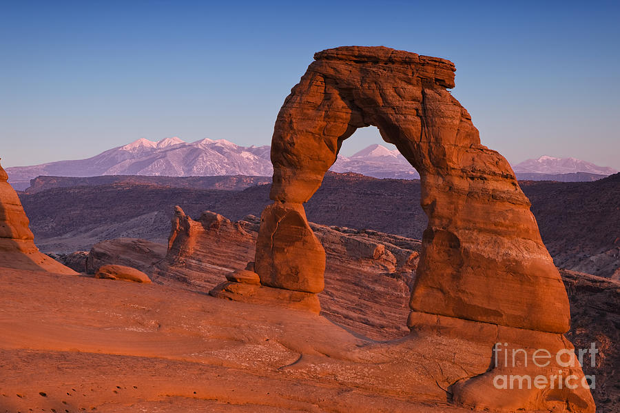 Arid Photograph - Utahs Delicate Arch At Dusk by Andrew S