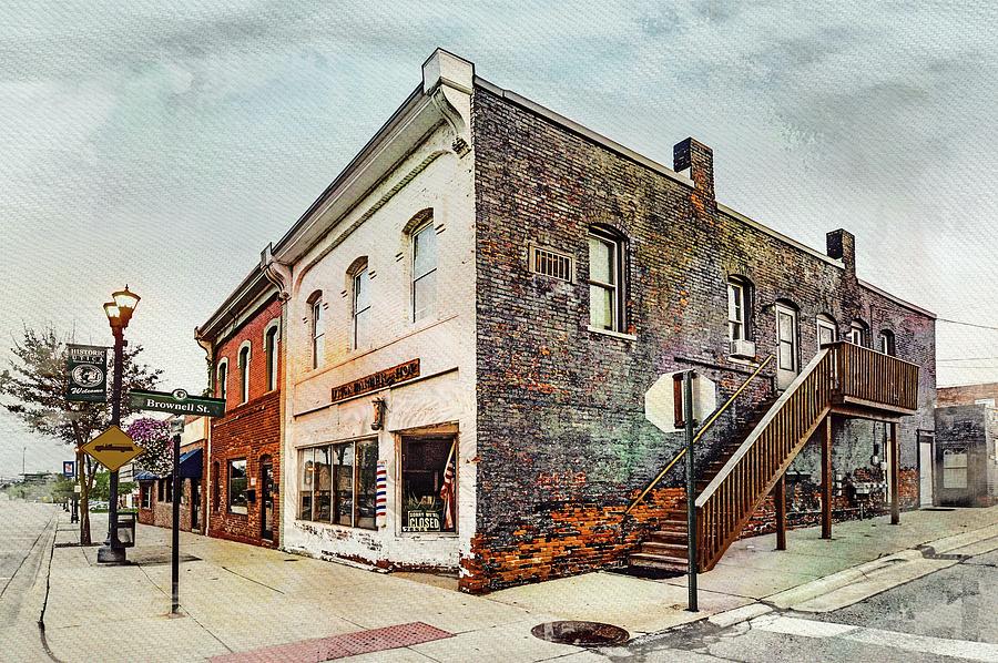Utica Barber Shop DSC_0330 Watercolored Photograph by Michael Thomas