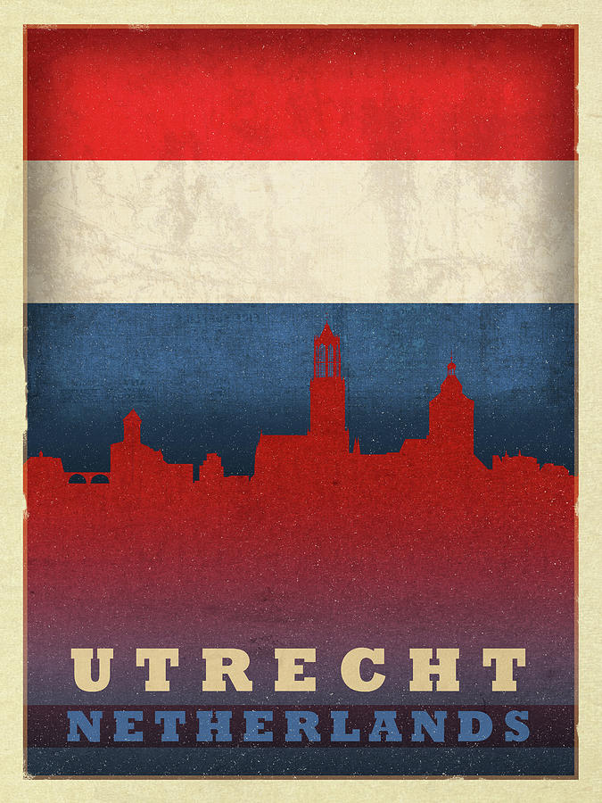 vervolgens Geurloos Montgomery Utrecht Netherlands City Skyline Flag Mixed Media by Design Turnpike