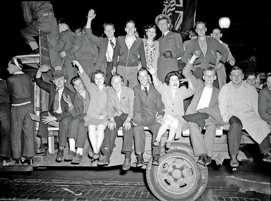 V-E Day celebration, May 7, 1945 V-E Day in Vancouver Painting by Celestial Images