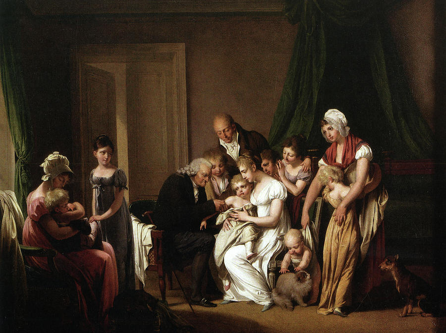 Vaccinating a Small Child Painting by Louis-Leopold Boilly