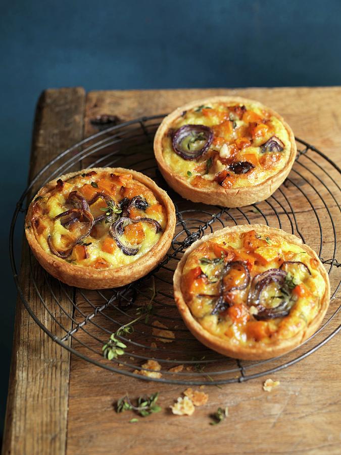Vacherin, Butternut Squash And Red Onion Tartlets Photograph by Jonathan Gregson