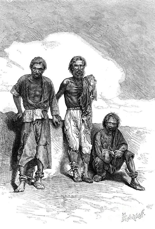 Vagrant Convicts, China, C1890 Drawing by Print Collector