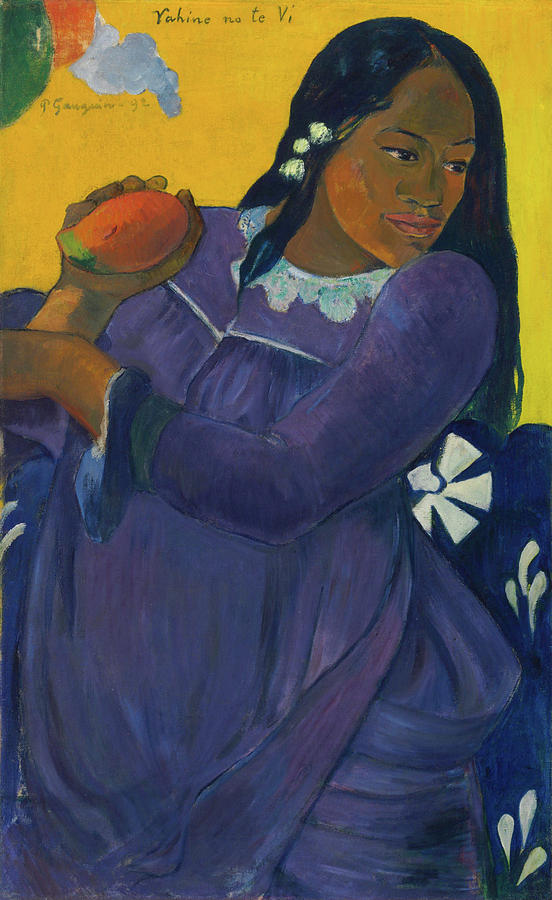 Paul Gauguin Painting - Vahine no te vi, Woman with Mango by Paul Gauguin