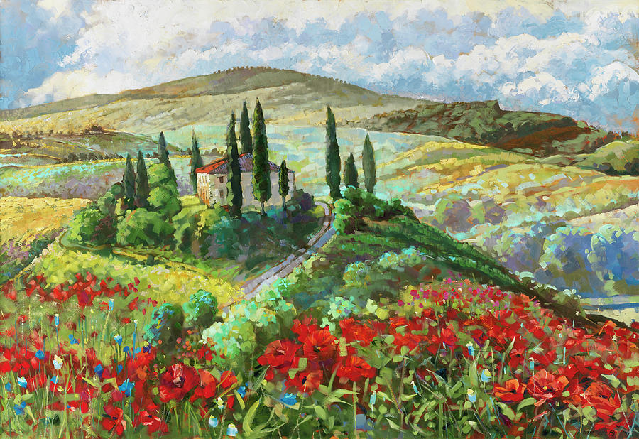 Landscape Painting - Val Dorcia by Cecile Broz