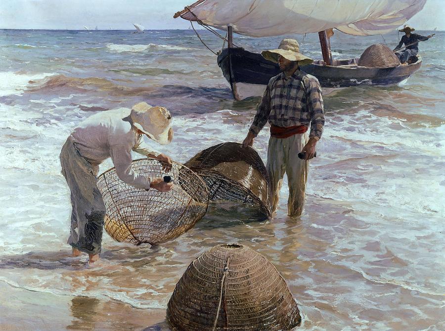 Valencian Fishermen, 1895, Oil on canvas, 65 x 87 cm. Painting by Joaquin Sorolla -1863-1923-