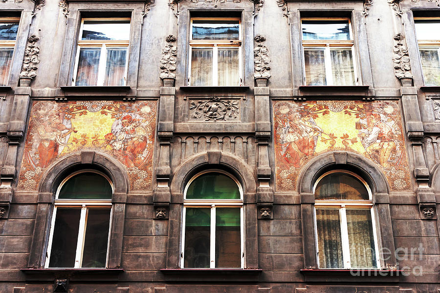 Valentina Building Facade in Prague Photograph by John Rizzuto