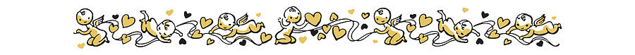 Vintage Drawing - Valentine Cupid Baby Border by CSA Images