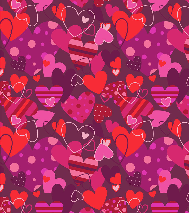 Pattern Mixed Media - Valentine Hearts by Fiona Stokes-gilbert