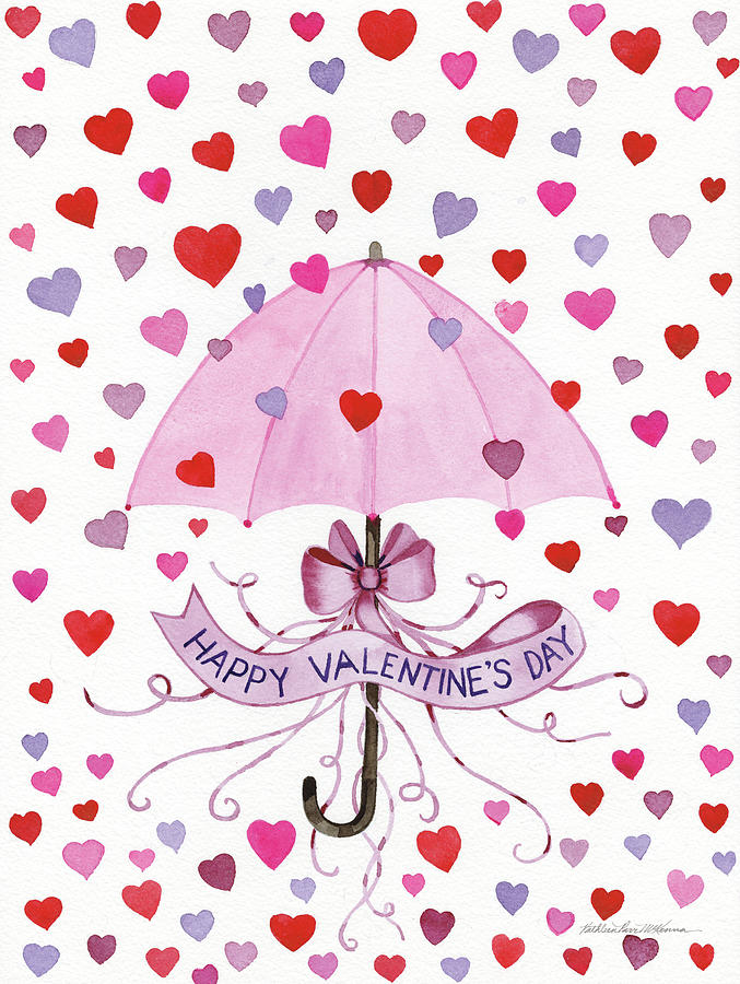 Umbrella Painting - Valentine Hearts by Kathleen Parr Mckenna